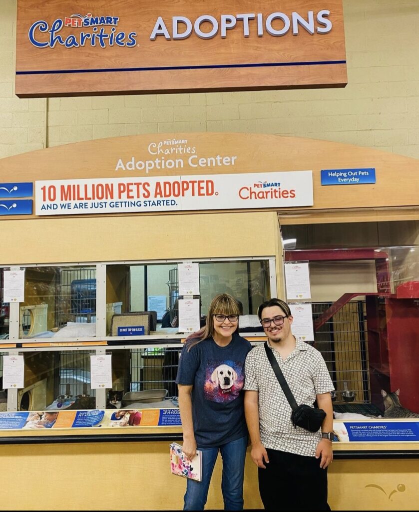two women at pet adoption center