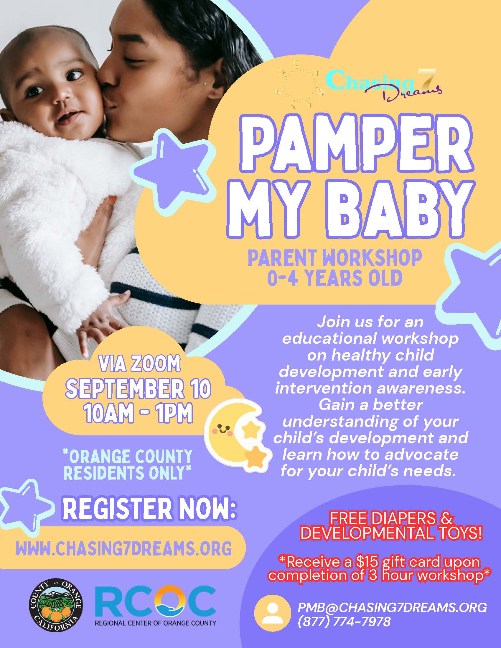 pamper my baby flyer via zoom september 10 10am - 1pm